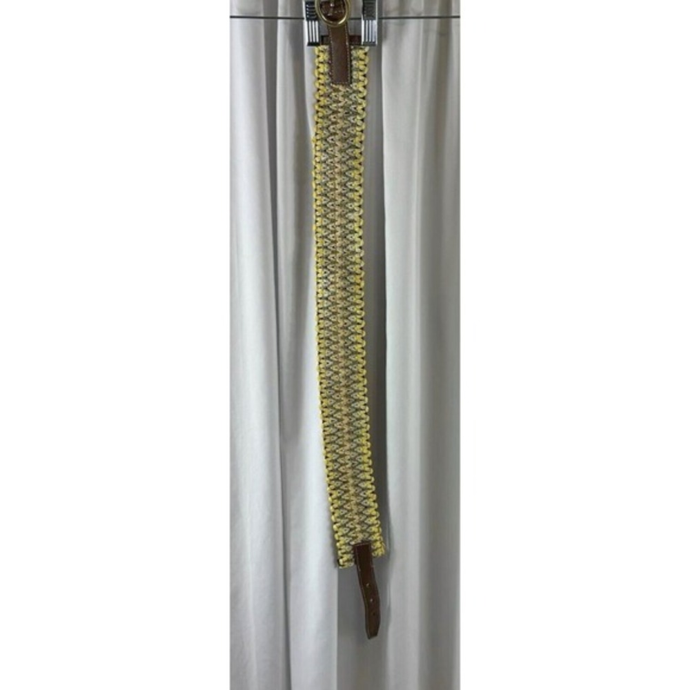 Loft Woven‎ Stretch Belt Yellow Tan Brown Braided Cinch L Bohemian Chic 70-02-01 - Picture 12 of 14